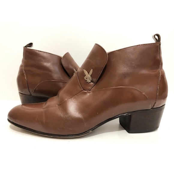 πVtg 70s Playboy Bunny Tan Leather Heeled Boot 11